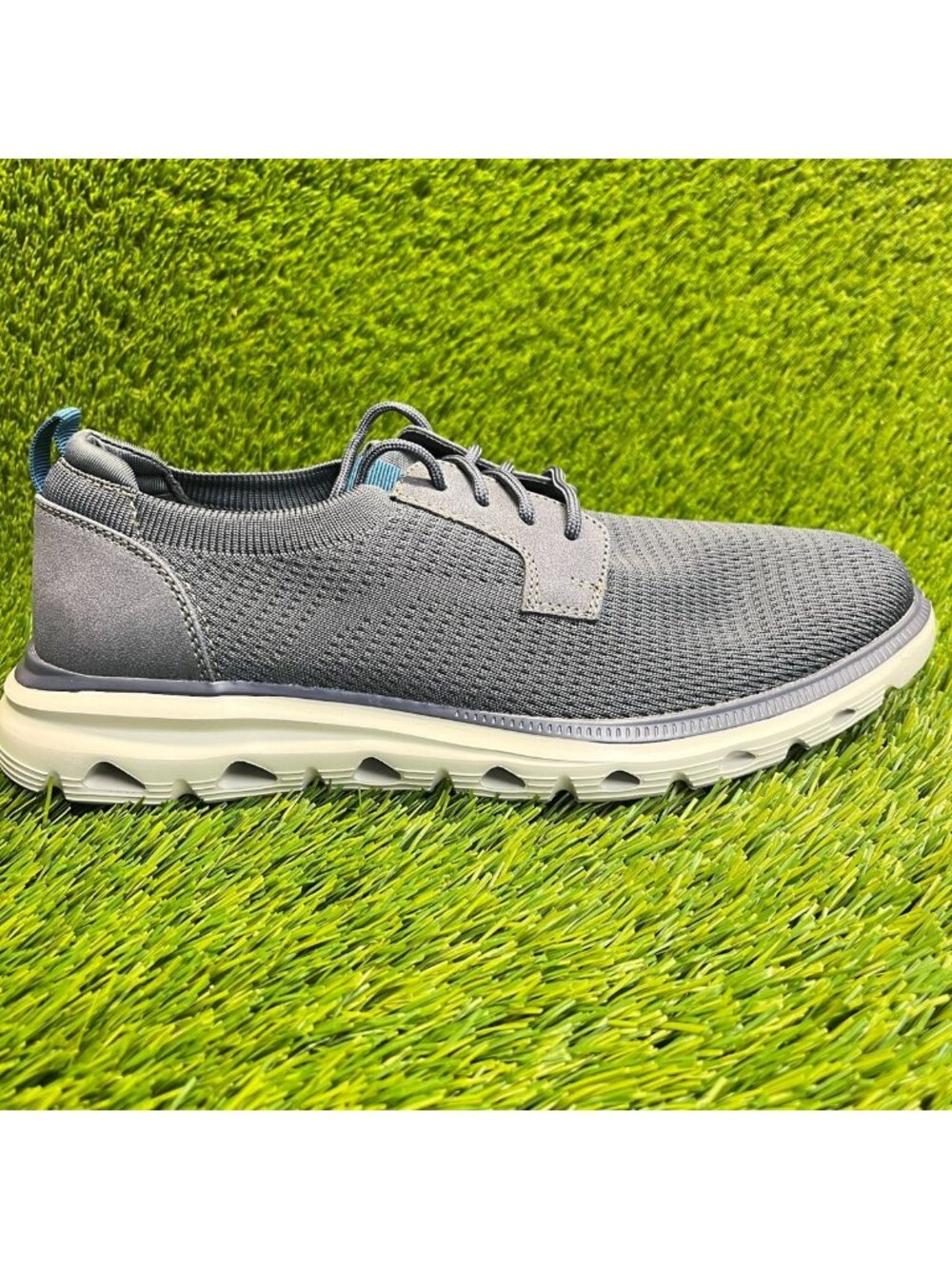 Dockers Fielding Mens Size 7.5 Gray White Casual Classic Knit Derby Oxford Shoes